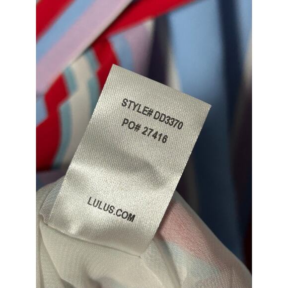 NWT Lulu’s Women's Set Sail Light Blue Multi Striped‎ Tie-Back Mini Dress Size S - Picture 7 of 8